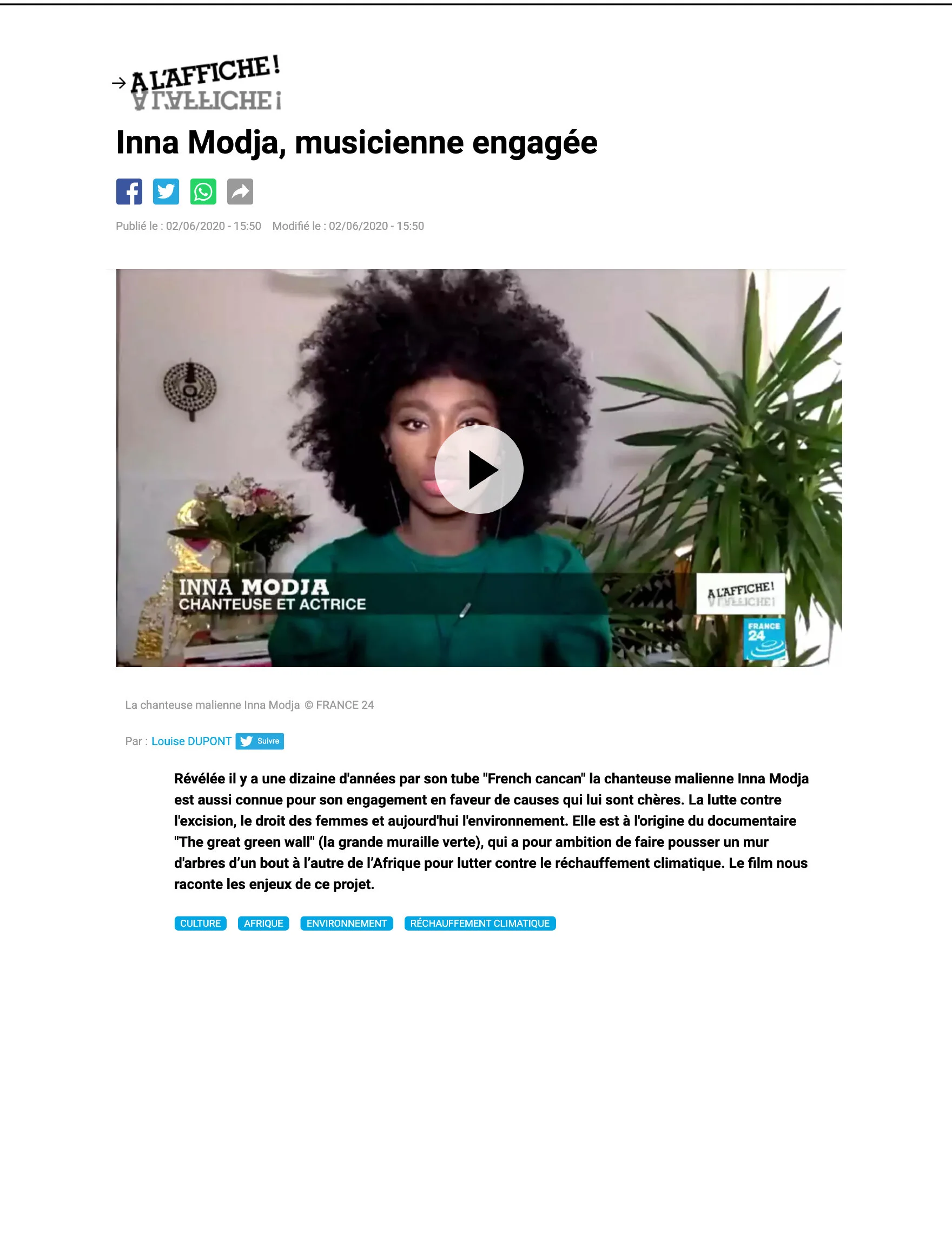 France24 TV ShowInterview - June 2020