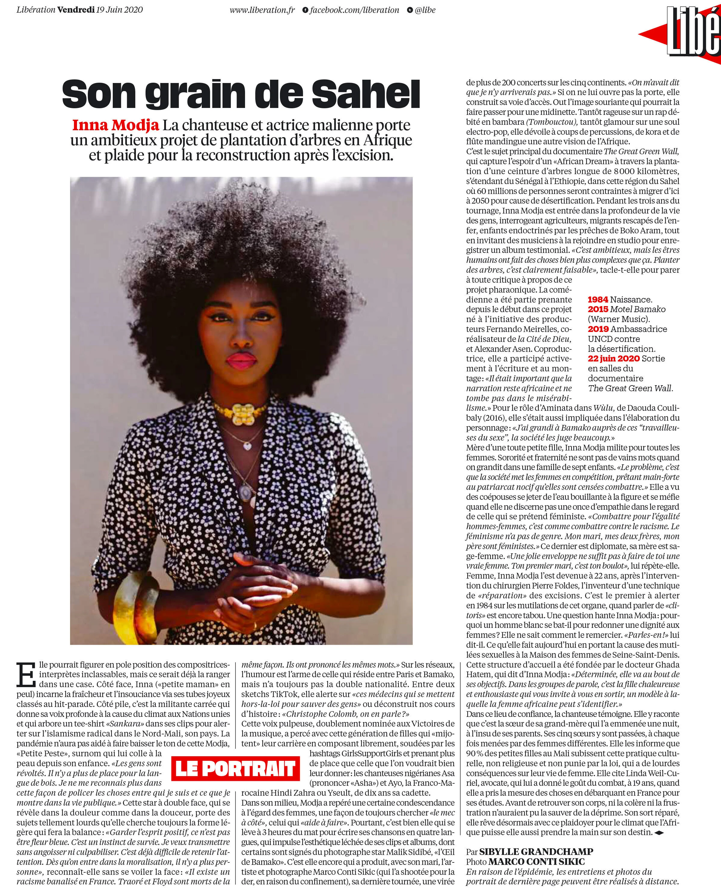 Libération Newspaper, France Cover Portrait - June 2020